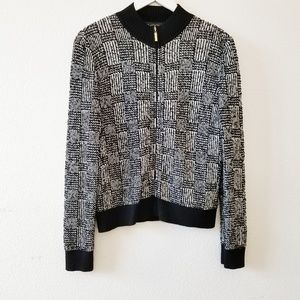 🌼 St. John Zip Up Checker Cardigan Sweater
